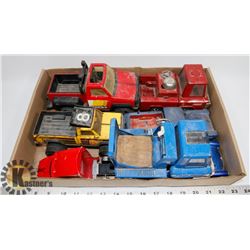 LOT OF VINTAGE TRUCKS & CARS BY: TONKA, BUDDY L &