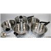 Image 1 : SET OF LIFETIME STAINLESS STEEL POTS AND PANS WITH