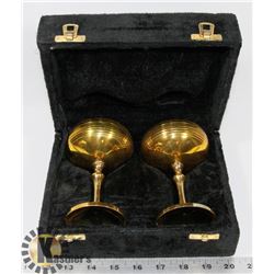 VINTAGE SET OF 2 BRASS CHALICES
