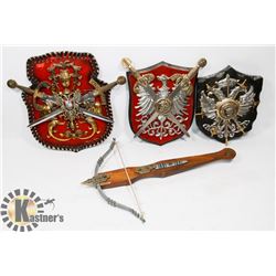 VINTAGE 3 SWORD WALL PLAQUES