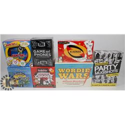 SEALED MINI GAMES 2 BRAIN BOX, PARTY MUGSHOT AND