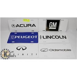 LOT OF 6 CAR DEALER PLATES