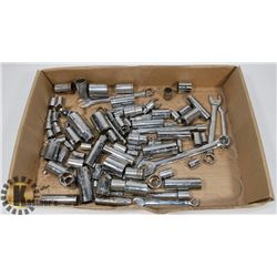 LOT OF SOCKETS AND WRENCHES.