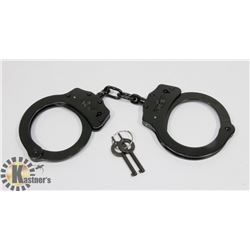 NEW UZI BLACK HEAVY METAL HANDCUFFS WITH KEYS