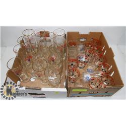 TWO FLATS OF COLLECTIBLE BEER GLASSES