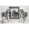 Image 1 : SET OF 2 ZEBRA'S 14"H & ZEBRA FOIL PRINT