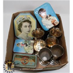 LOT OF ASSORTED SILVER PLATED GOBLETS, NAPKIN