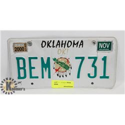 OKLAHOMA LICENSE PLATE