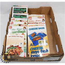 FLAT OF ASSORTED KITCHEN BAGS INCLUDING CHEESE