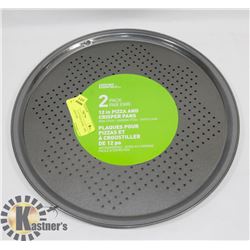 PAIR OF NEW 12" PIZZA PANS - ONE REGULAR AND ONE