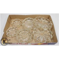 FLAT OF TWO 3PC CRYSTAL DISH SETS.