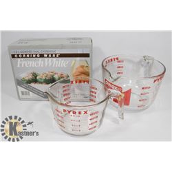 PYREX 2L AND 1L MEASURE BOWLS AND NEW 1.8L OVAL