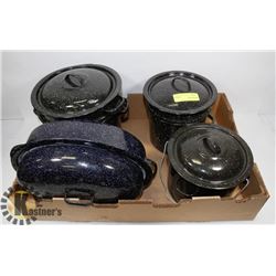 FLAT OF ENAMELED COOKWARE