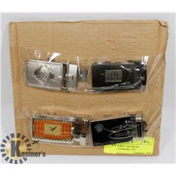 4 VINTAGE BELT BUCKLES: VERSACE, FERRARI, ETC.