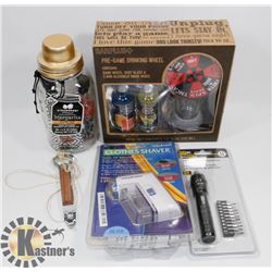 BOX W/CLOTHES SHAVER, 5 LED LIGHT FLASHLIGHT,