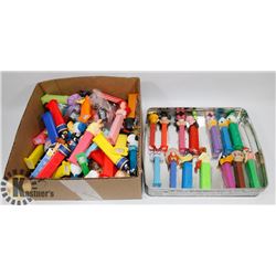 BOX FULL OF COLLECTIBLE PEZ DISPENSERS
