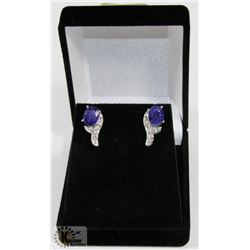 #34-BLUE SAPPHIRE & CZ GEMSTONE EARRINGS