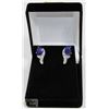 Image 1 : #34-BLUE SAPPHIRE & CZ GEMSTONE EARRINGS