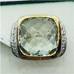 BRASS GREEN AMETHYST MEN'S RING