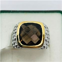 BRASS GREEN AMETHYST MEN'S RING