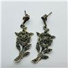 Image 1 : SILVER MARCASITE ANTIQUE DESIGN EARRINGS