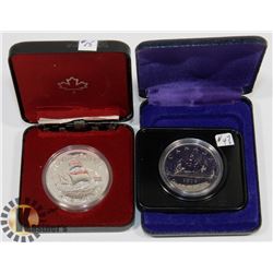 LOT OF 2 CANADA $1 COINS, 1975, 1979 SILVER