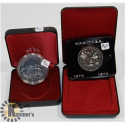 LOT OF 2 CANADA $1 COINS, 1970, 1980 SILVER