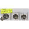 Image 1 : LOT OF 3 CANADA $1 COINS 1968, 1969, SILVER 1957