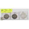 Image 1 : LOT OF 3 CANADA $1 COINS 1968, 1969, SILVER 1962