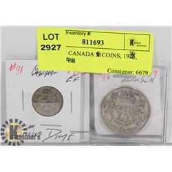 LOT OF 2 CANADA COINS, 1936, 1949 SILVER