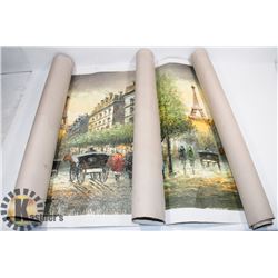 2 ROLLED CANVAS ORIGINAL PAINTINGS PARIS