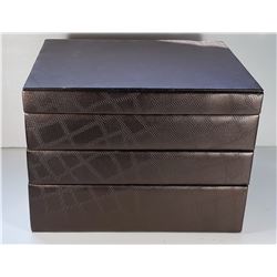 25)  DELUXE BROWN 3 LEVEL JEWELLERY BOX