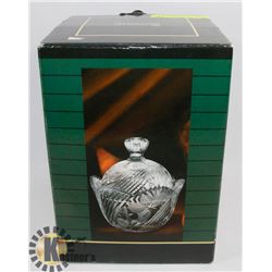 IRENA POLISH CRYSTAL TALL COOKIE JAR ELIZA PATTERN