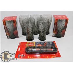 SET OF COLLECTIBLE MCDONALD'S COKE GLASSES WITH