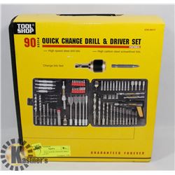 NEW 90 PIECE QUICK CHANGE DRILL & DRIVER SET