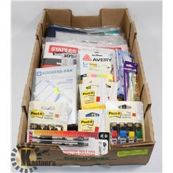 FLAT OF VARIOUS OFFICE SUPPLIES, POST-ITS & MORE