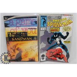 LOT OF ASSORTED SANDMAN AND MARVEL COMIC BOOKS.