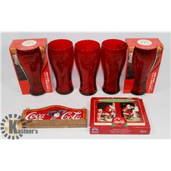 SET OF RED MCDONALD'S COKE COLLECTIBLE GLASSES