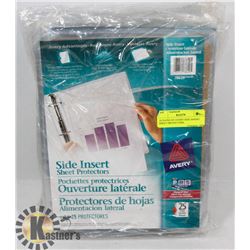 14 PACKS OF AVERY SIDE INSERT SHEET PROTECTORS