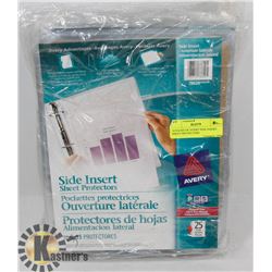 14 PACKS OF AVERY SIDE INSERT SHEET PROTECTORS