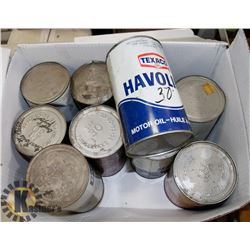 LOT OF 10 COLLECTOR OIL CANS.