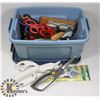 Image 1 : SMALL TOTE OF SCISSORS AND MORE
