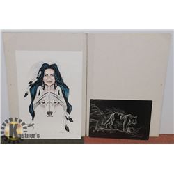 LOT OF TWO PIECES OF ORIGINAL FIRST NATION ART