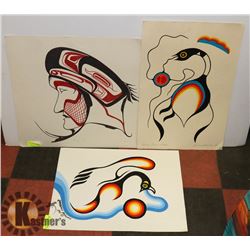 LOT OF THREE PIECES OF ORIGINAL FIRST NATION ART