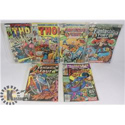 LOT OF 6 FANTASTIC FOUR & THE MIGHTY THOR COMICS.