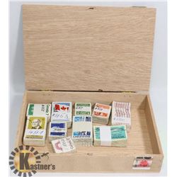 CIGAR BOX WITH 10X100 BUNDLED & CATALOGUED STAMPS.