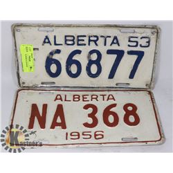 1953 & 1956 ALBERTA LICENSE PLATES.