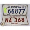 Image 1 : 1953 & 1956 ALBERTA LICENSE PLATES.