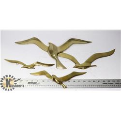 FOUR SOLID BRASS BIRDS.