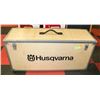Image 1 : HUSQVARNA WOODEN STORAGE BOX.
